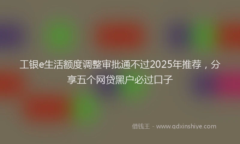 工银e生活额度调整审批通不过2025年推荐，分享五个网贷黑户必过口子