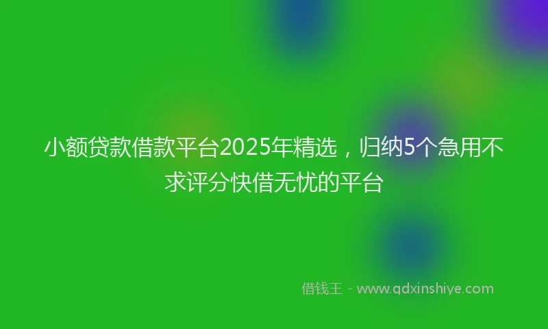 小额贷款借款平台2025年精选，归纳5个急用不求评分快借无忧的平台