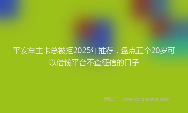 平安车主卡总被拒2025年推荐，盘点五个20岁可以借钱平台不查征信的口子