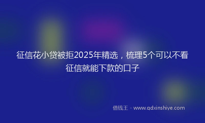 征信花小贷被拒2025年精选，梳理5个可以不看征信就能下款的口子