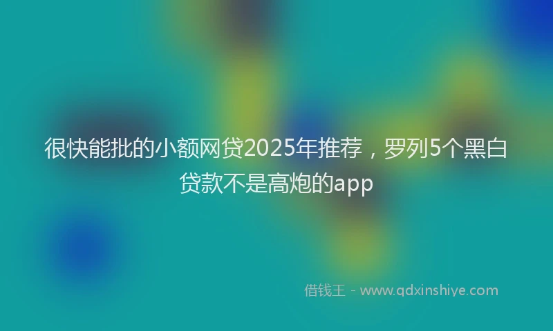 很快能批的小额网贷2025年推荐，罗列5个黑白贷款不是高炮的app