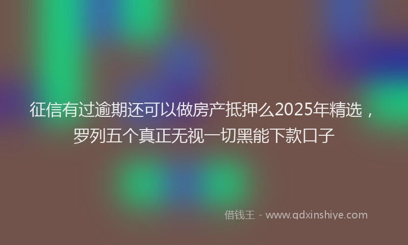 征信有过逾期还可以做房产抵押么2025年精选，罗列五个真正无视一切黑能下款口子