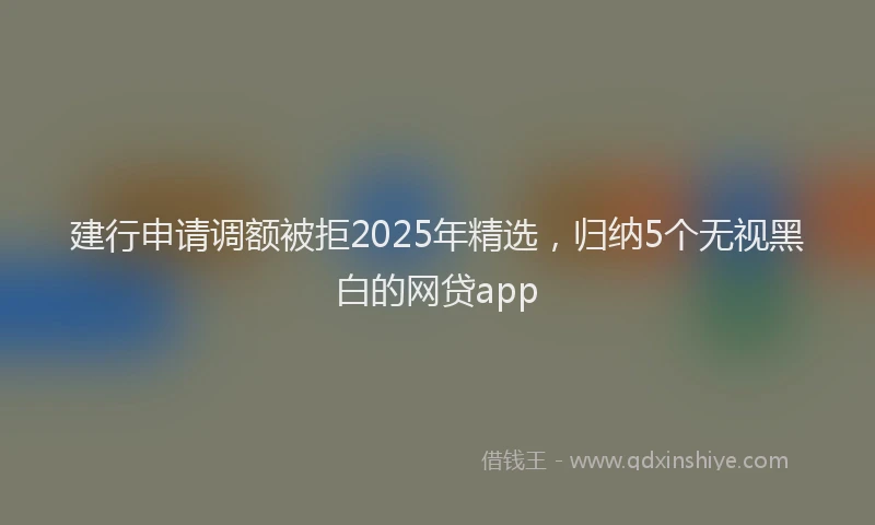 建行申请调额被拒2025年精选，归纳5个无视黑白的网贷app