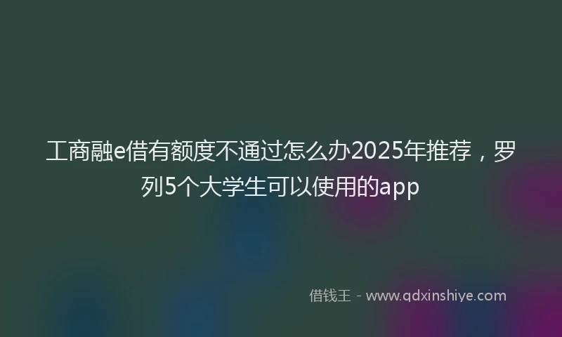 工商融e借有额度不通过怎么办2025年推荐，罗列5个大学生可以使用的app