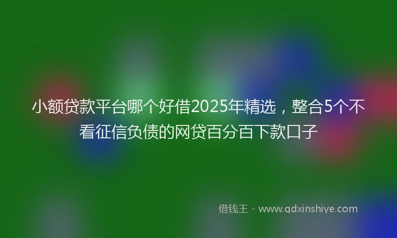 小额贷款平台哪个好借2025年精选，整合5个不看征信负债的网贷百分百下款口子