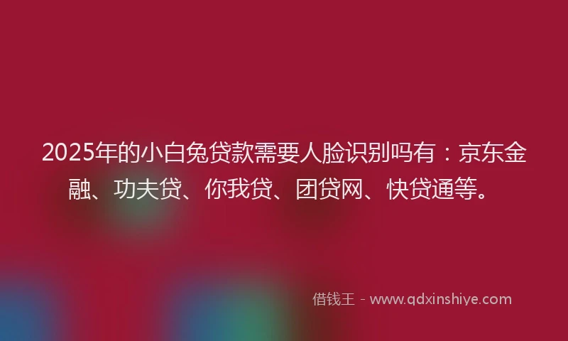 2025年的小白兔贷款需要人脸识别吗有：京东金融、功夫贷、你我贷、团贷网、快贷通等。