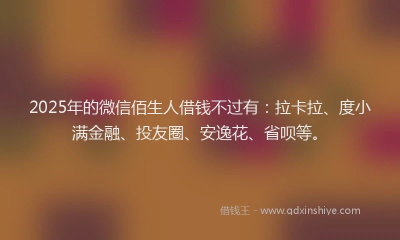 2025年的微信佰生人借钱不过有：拉卡拉、度小满金融、投友圈、安逸花、省呗等。