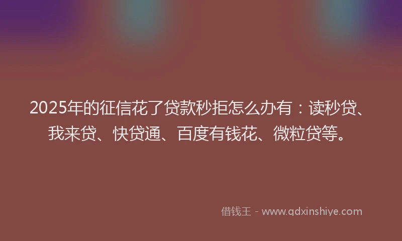 2025年的征信花了贷款秒拒怎么办有：读秒贷、我来贷、快贷通、百度有钱花、微粒贷等。