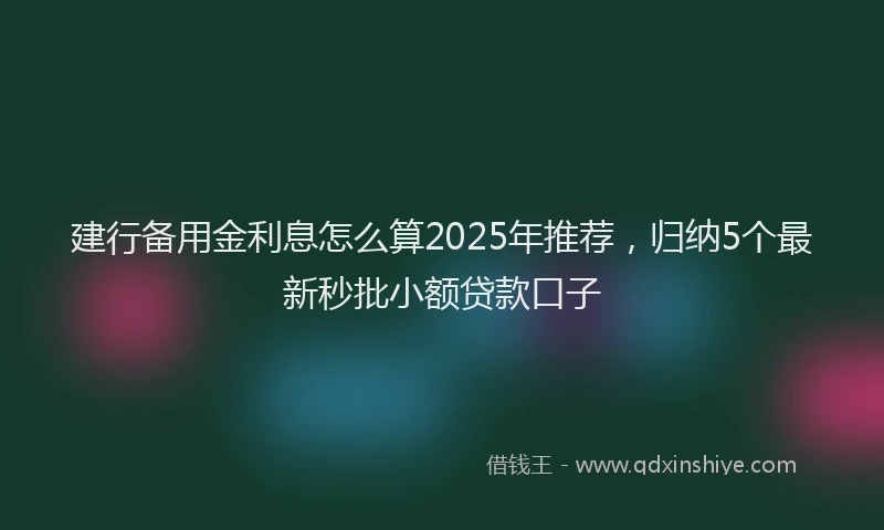 建行备用金利息怎么算2025年推荐，归纳5个最新秒批小额贷款口子