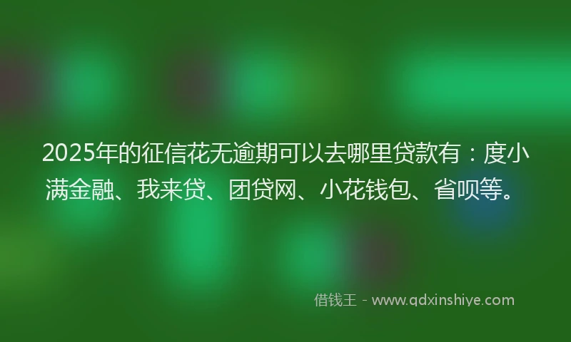 2025年的征信花无逾期可以去哪里贷款有：度小满金融、我来贷、团贷网、小花钱包、省呗等。