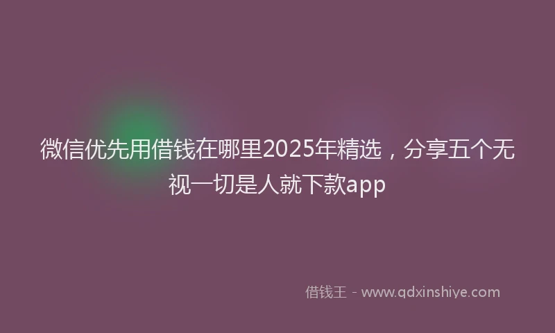微信优先用借钱在哪里2025年精选，分享五个无视一切是人就下款app