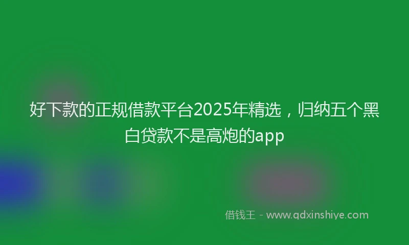 好下款的正规借款平台2025年精选，归纳五个黑白贷款不是高炮的app