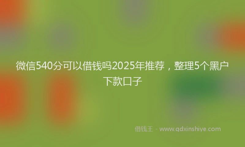 微信540分可以借钱吗2025年推荐，整理5个黑户下款口子