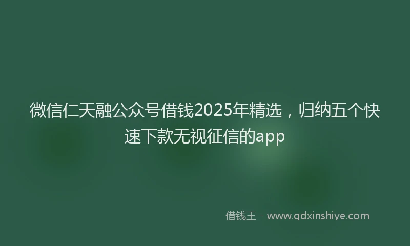 微信仁天融公众号借钱2025年精选，归纳五个快速下款无视征信的app