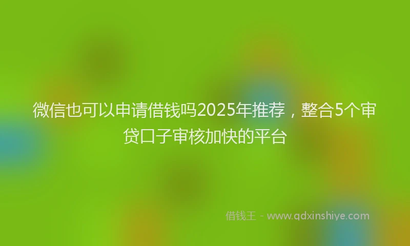 微信也可以申请借钱吗2025年推荐，整合5个审贷口子审核加快的平台
