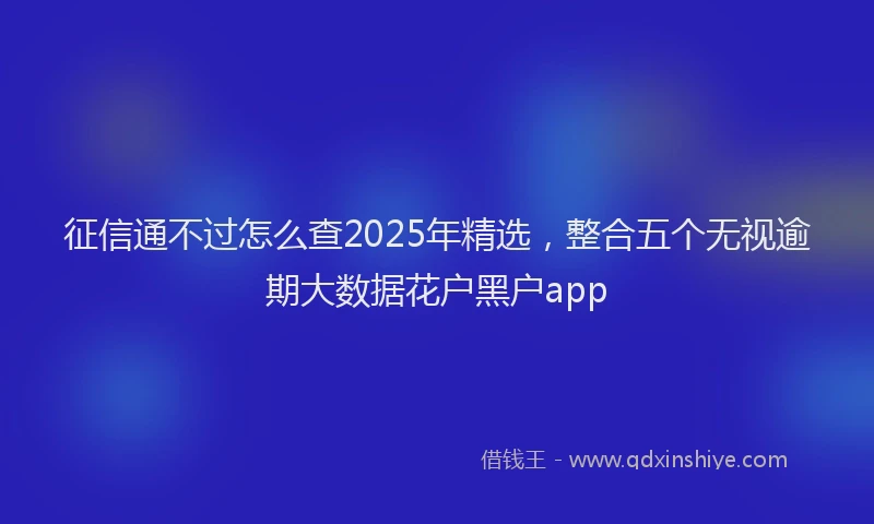 征信通不过怎么查2025年精选，整合五个无视逾期大数据花户黑户app