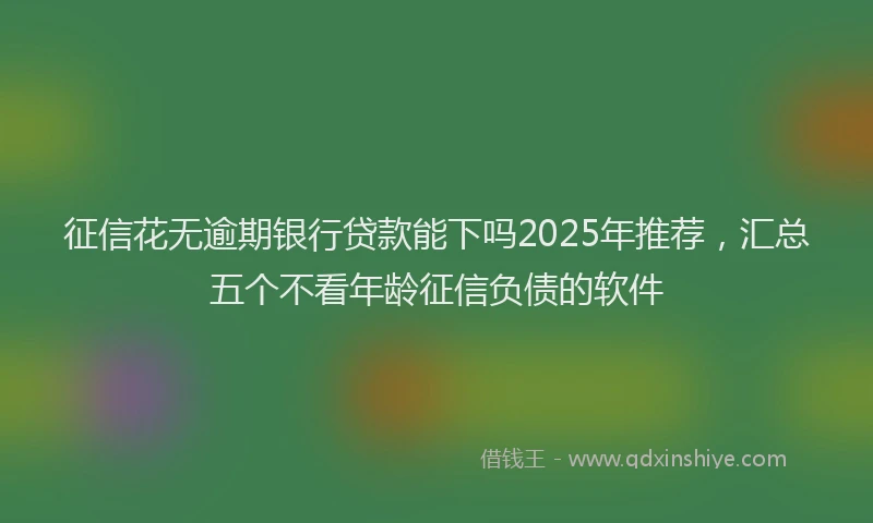 征信花无逾期银行贷款能下吗2025年推荐，汇总五个不看年龄征信负债的软件