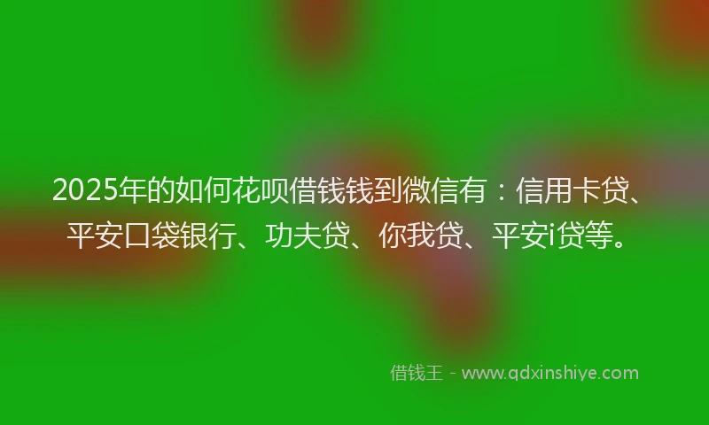 2025年的如何花呗借钱钱到微信有：信用卡贷、平安口袋银行、功夫贷、你我贷、平安i贷等。