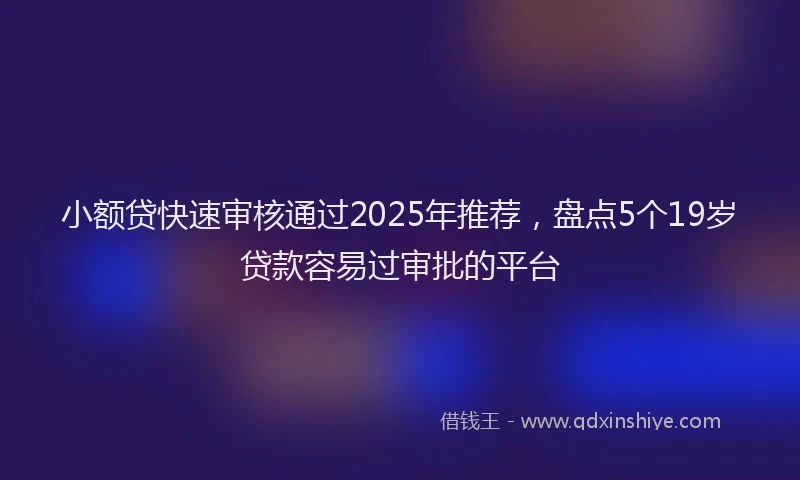 小额贷快速审核通过2025年推荐，盘点5个19岁贷款容易过审批的平台