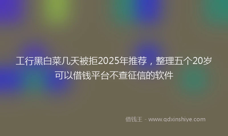 工行黑白菜几天被拒2025年推荐，整理五个20岁可以借钱平台不查征信的软件