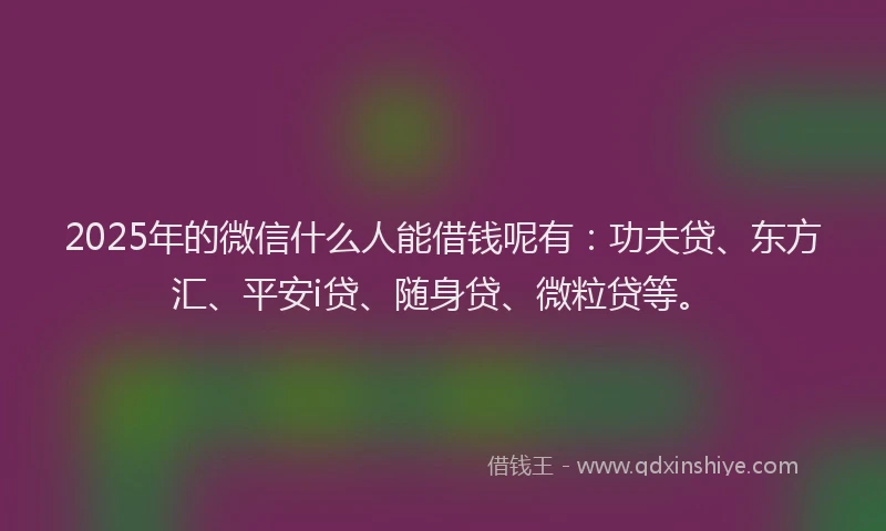 2025年的微信什么人能借钱呢有：功夫贷、东方汇、平安i贷、随身贷、微粒贷等。