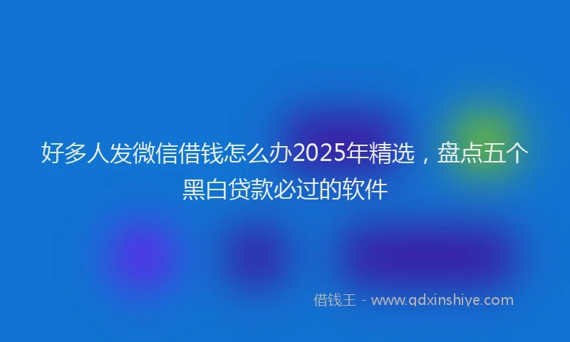 好多人发微信借钱怎么办2025年精选，盘点五个黑白贷款必过的软件