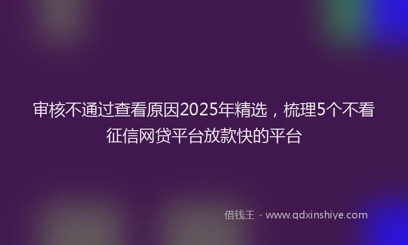 审核不通过查看原因2025年精选，梳理5个不看征信网贷平台放款快的平台