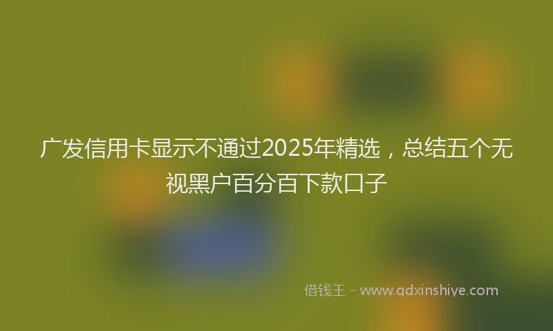 广发信用卡显示不通过2025年精选，总结五个无视黑户百分百下款口子