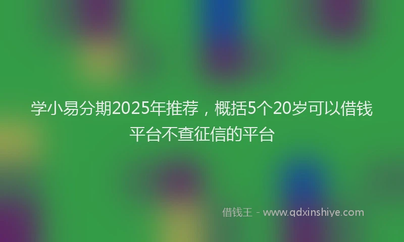 学小易分期2025年推荐，概括5个20岁可以借钱平台不查征信的平台