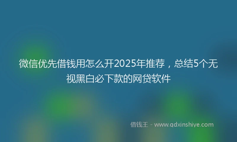 微信优先借钱用怎么开2025年推荐，总结5个无视黑白必下款的网贷软件