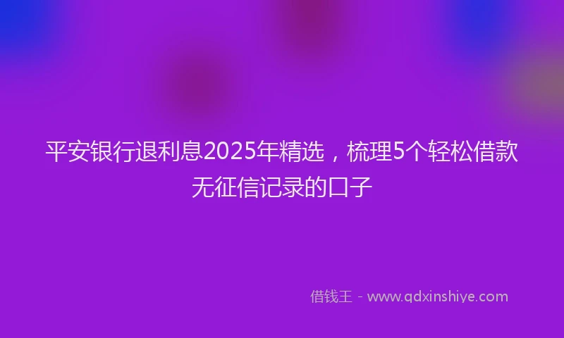 平安银行退利息2025年精选，梳理5个轻松借款无征信记录的口子