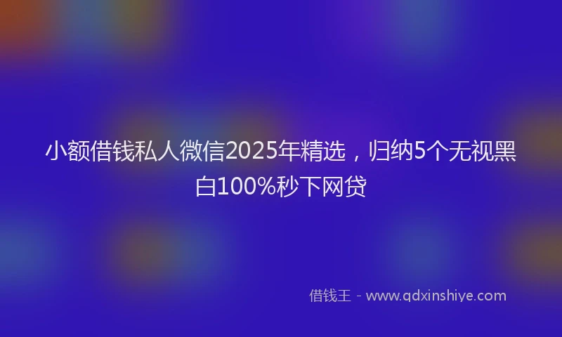 小额借钱私人微信2025年精选，归纳5个无视黑白100%秒下网贷