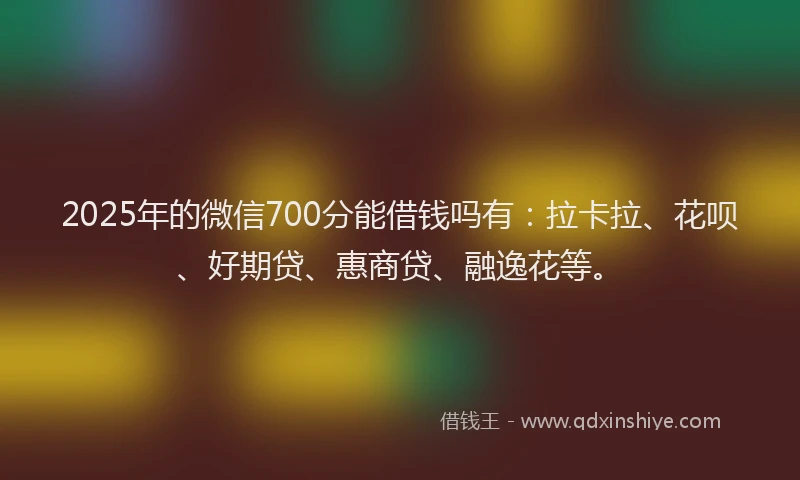 2025年的微信700分能借钱吗有：拉卡拉、花呗、好期贷、惠商贷、融逸花等。