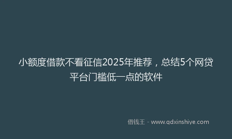 小额度借款不看征信2025年推荐，总结5个网贷平台门槛低一点的软件