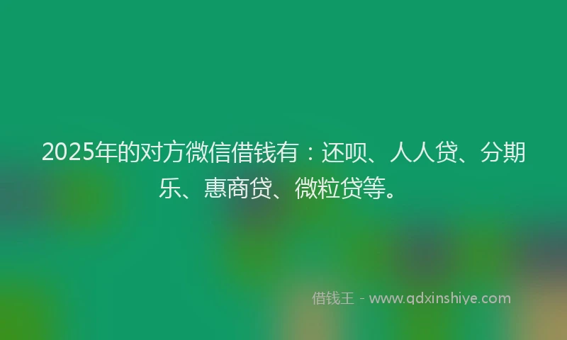 2025年的对方微信借钱有：还呗、人人贷、分期乐、惠商贷、微粒贷等。