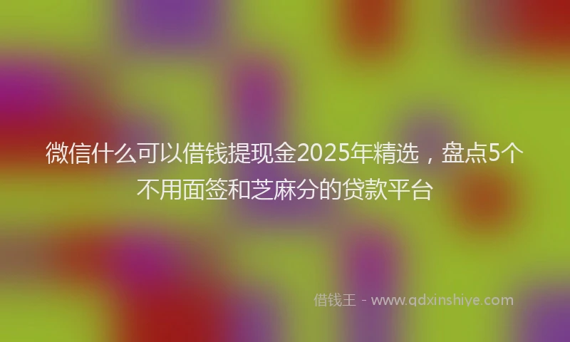 微信什么可以借钱提现金2025年精选，盘点5个不用面签和芝麻分的贷款平台