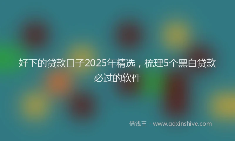 好下的贷款口子2025年精选，梳理5个黑白贷款必过的软件