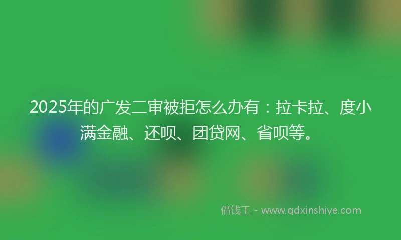 2025年的广发二审被拒怎么办有：拉卡拉、度小满金融、还呗、团贷网、省呗等。