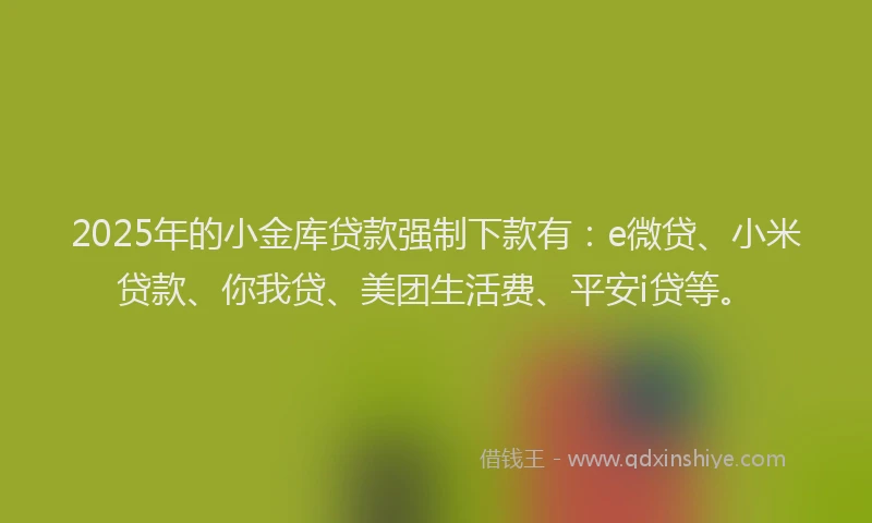 2025年的小金库贷款强制下款有：e微贷、小米贷款、你我贷、美团生活费、平安i贷等。