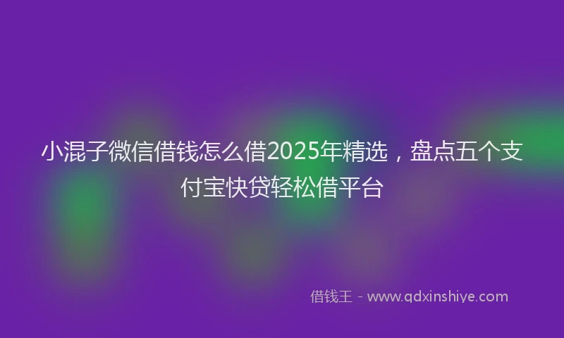 小混子微信借钱怎么借2025年精选，盘点五个支付宝快贷轻松借平台