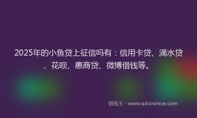 2025年的小鱼贷上征信吗有：信用卡贷、滴水贷、花呗、惠商贷、微博借钱等。