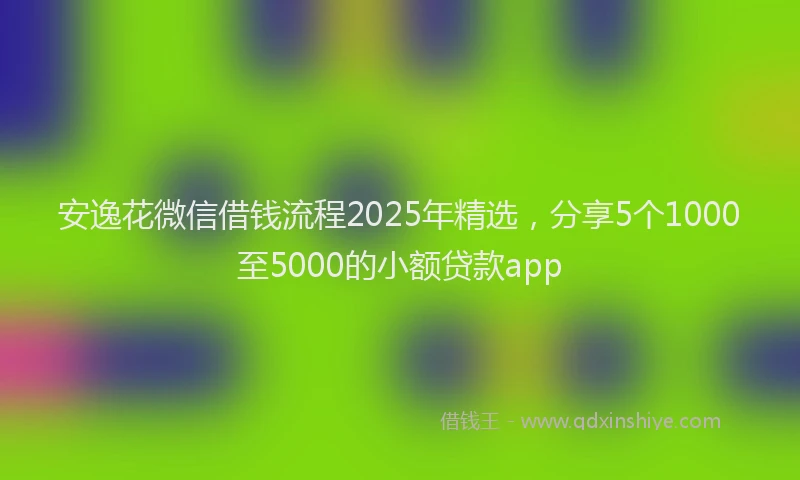 安逸花微信借钱流程2025年精选，分享5个1000至5000的小额贷款app