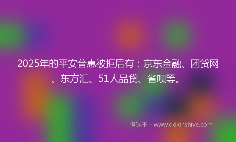 2025年的平安普惠被拒后有：京东金融、团贷网、东方汇、51人品贷、省呗等。