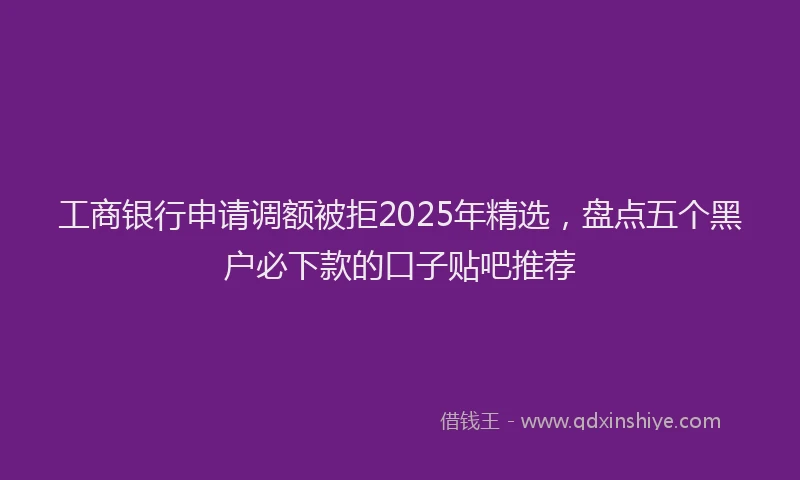 工商银行申请调额被拒2025年精选，盘点五个黑户必下款的口子贴吧推荐