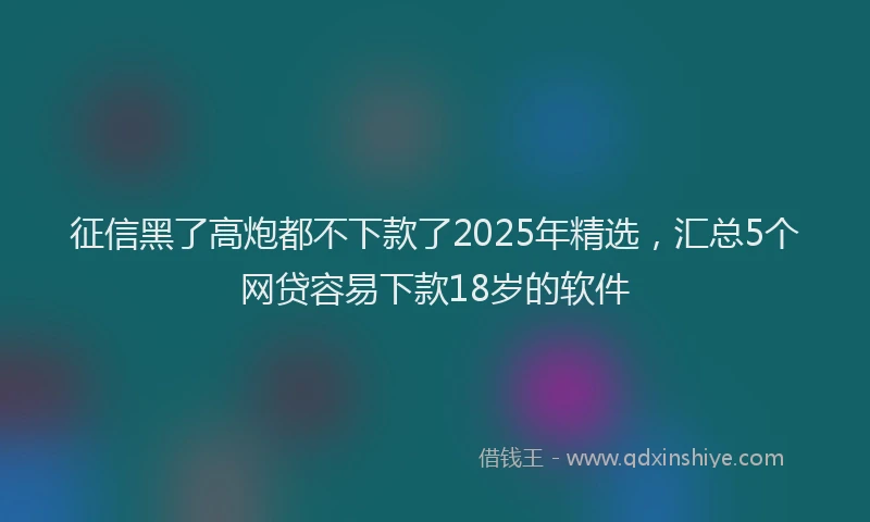 征信黑了高炮都不下款了2025年精选，汇总5个网贷容易下款18岁的软件