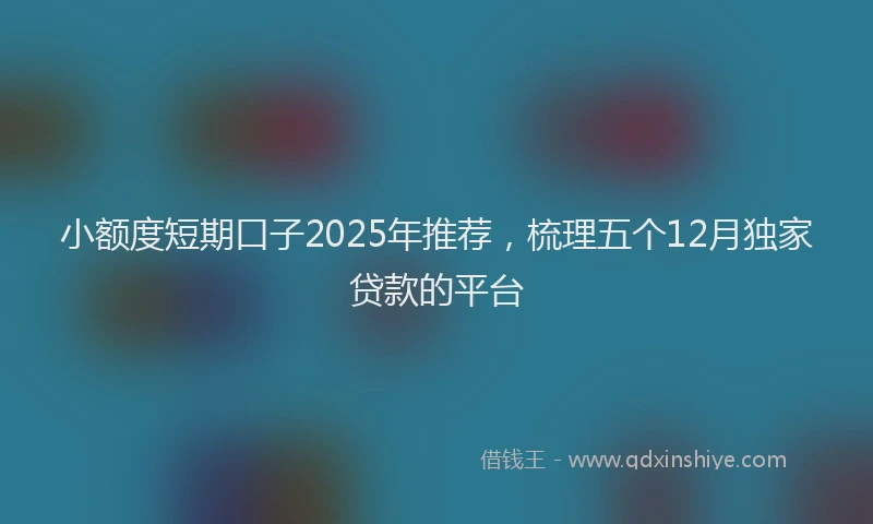 小额度短期口子2025年推荐，梳理五个12月独家贷款的平台