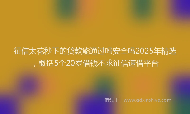 征信太花秒下的贷款能通过吗安全吗2025年精选，概括5个20岁借钱不求征信速借平台