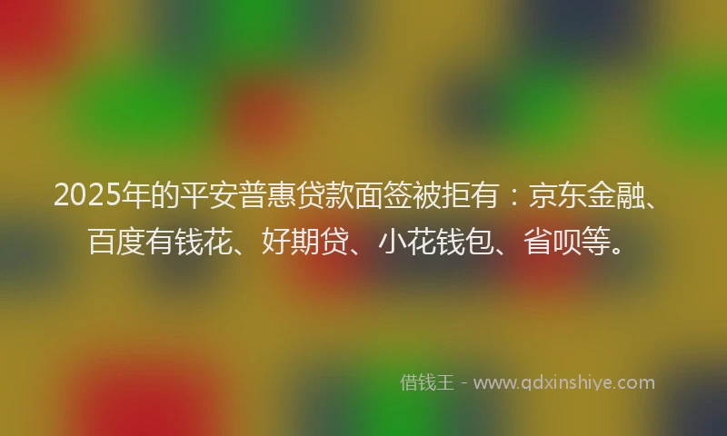 2025年的平安普惠贷款面签被拒有：京东金融、百度有钱花、好期贷、小花钱包、省呗等。