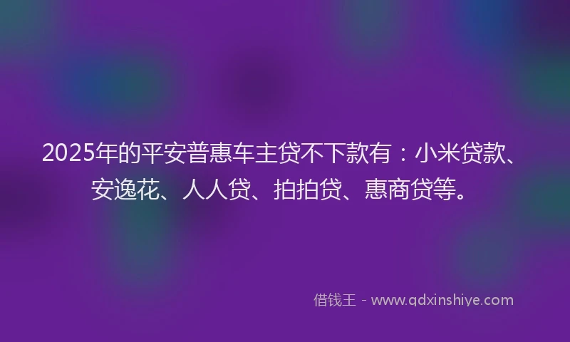 2025年的平安普惠车主贷不下款有：小米贷款、安逸花、人人贷、拍拍贷、惠商贷等。
