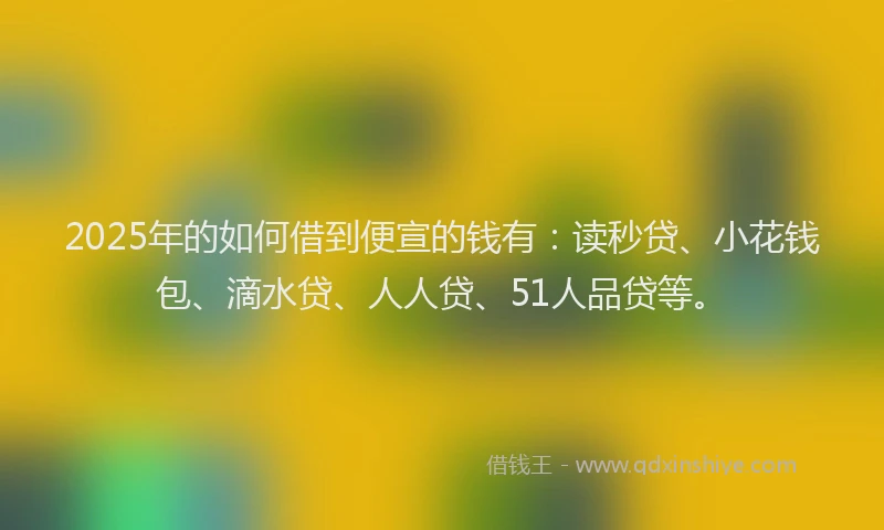 2025年的如何借到便宣的钱有：读秒贷、小花钱包、滴水贷、人人贷、51人品贷等。